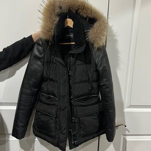 Like new Mackage winter jacket. Leather sleeves. Fur lines hood